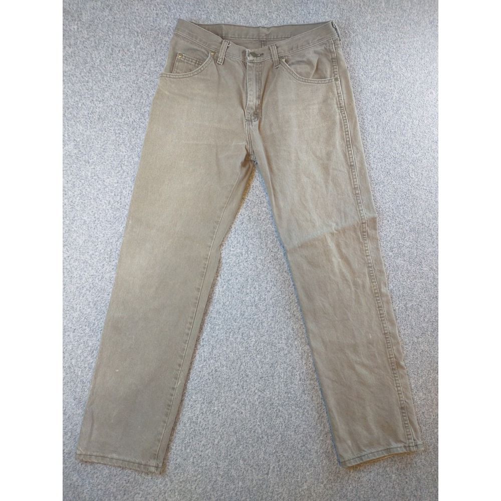 Wrangler G9651WT Tan Straight Leg Jeans Mens 32x30 Khaki Cotton Denim Workwear
